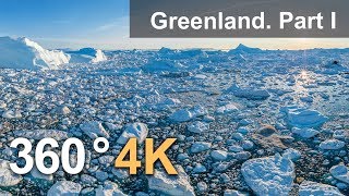 360°, Icebergs of Greenland. Part I. 4К aerial video