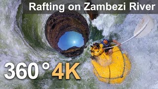 360°, Rafting on Zambezi River, Zambia-Zimbabwe. 4К aerial video
