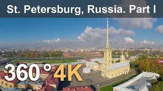 360°, Saint Petersburg, Russia, Peter and Paul fortress, 4K aerial video
