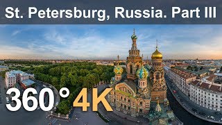 360°, Church of the Savior on Blood, Saint Petersburg, Russia. 4K aerial video
