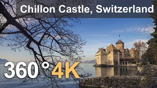 360°, Chillon Castle, Switzerland. 4К aerial video