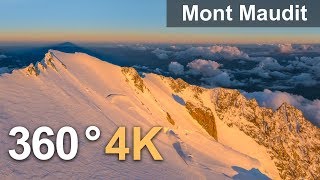Three peaks of Mont Blanc, 360° video over Mont Maudit