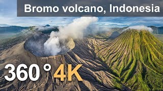 360°, Bromo volcano, Java, Indonesia, 4K aerial video