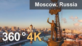 360 video of Moscow. Capital of Russia from above. 4K aerial video